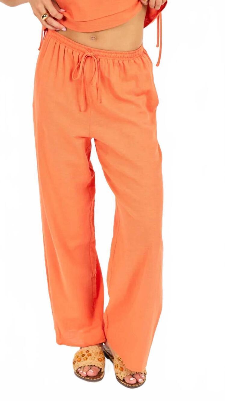 NEW SAGE THE LABEL good day linen pants in orange